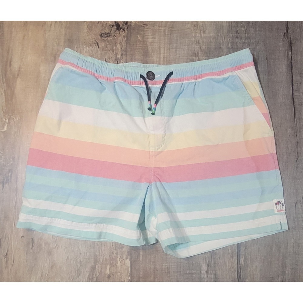 Chubbies The Weekend Has Arrived Men XL Striped Pastel Shorts Drawstring Pockets